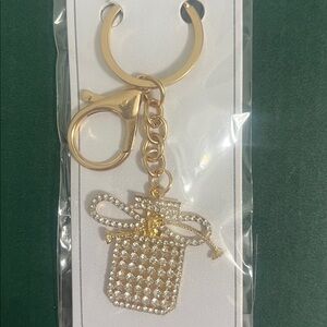 Gold Tone Crystal Gift-Box Keychain